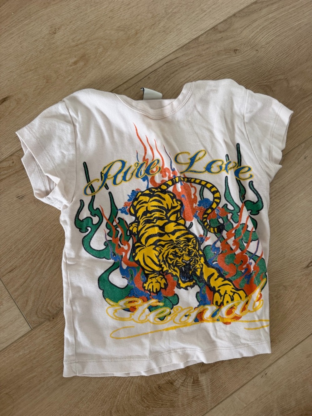 Womens White Graphic Tiger Tee - Pure Love